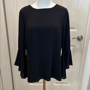Chic Black Bell Sleeve Blouse Women's Size Medium